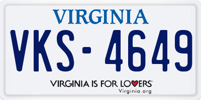 VA license plate VKS4649