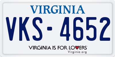 VA license plate VKS4652