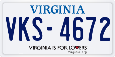 VA license plate VKS4672