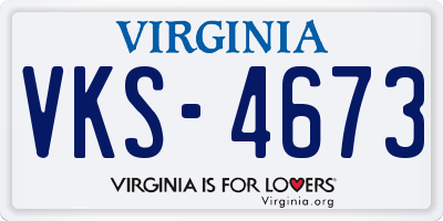 VA license plate VKS4673