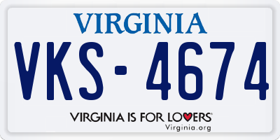 VA license plate VKS4674