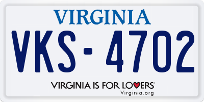 VA license plate VKS4702
