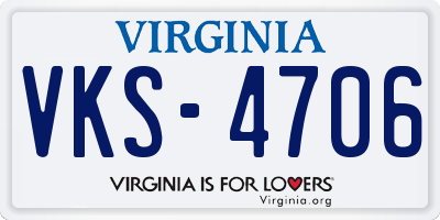 VA license plate VKS4706