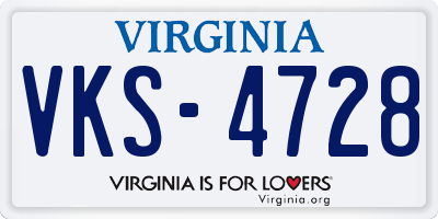 VA license plate VKS4728