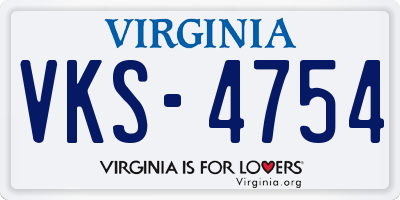 VA license plate VKS4754