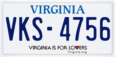 VA license plate VKS4756