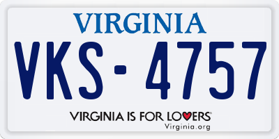 VA license plate VKS4757
