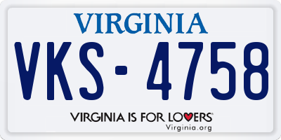 VA license plate VKS4758