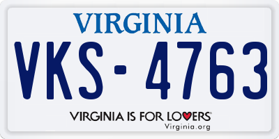 VA license plate VKS4763