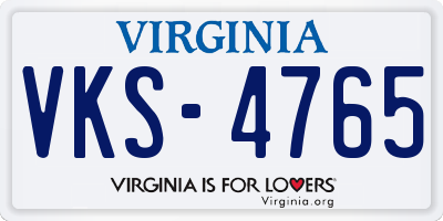 VA license plate VKS4765