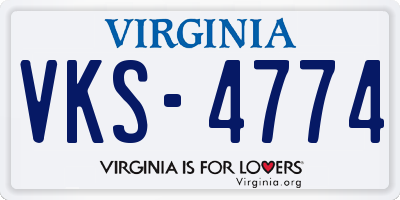VA license plate VKS4774
