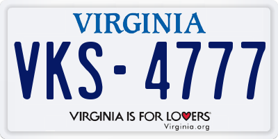 VA license plate VKS4777