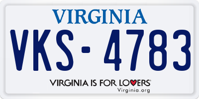 VA license plate VKS4783