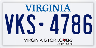 VA license plate VKS4786