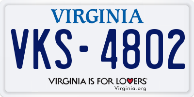 VA license plate VKS4802