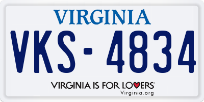 VA license plate VKS4834