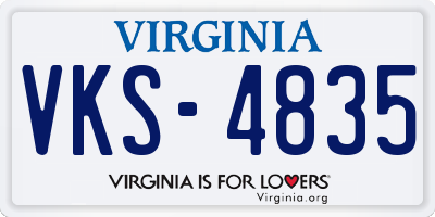 VA license plate VKS4835