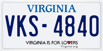 VA license plate VKS4840