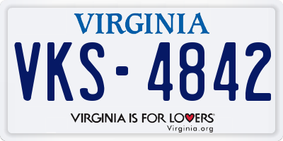 VA license plate VKS4842
