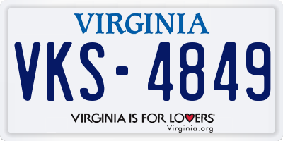 VA license plate VKS4849