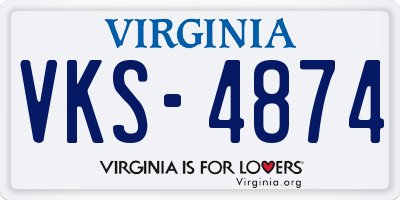 VA license plate VKS4874