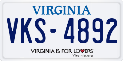 VA license plate VKS4892