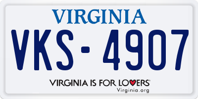 VA license plate VKS4907