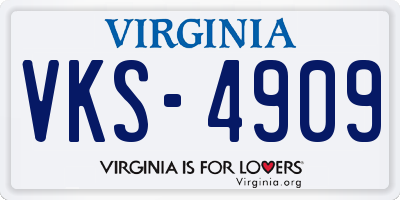 VA license plate VKS4909