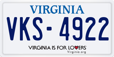VA license plate VKS4922