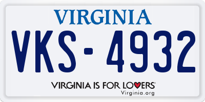 VA license plate VKS4932