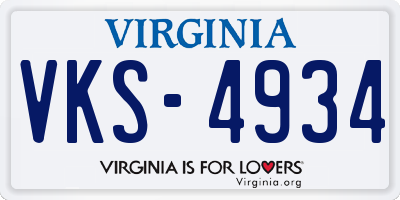 VA license plate VKS4934