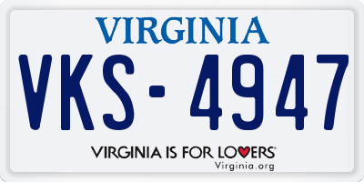 VA license plate VKS4947
