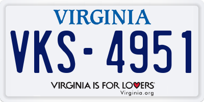VA license plate VKS4951