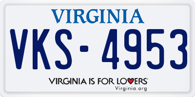 VA license plate VKS4953
