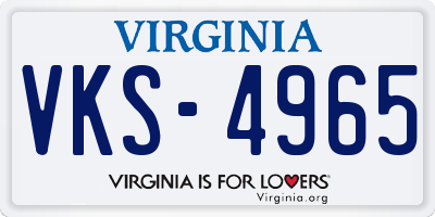 VA license plate VKS4965