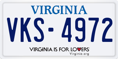VA license plate VKS4972