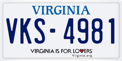 VA license plate VKS4981