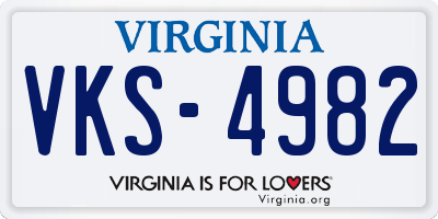 VA license plate VKS4982