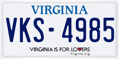 VA license plate VKS4985