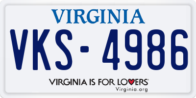 VA license plate VKS4986