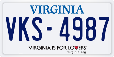 VA license plate VKS4987
