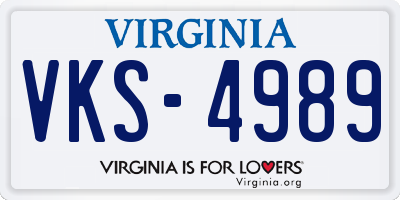 VA license plate VKS4989