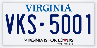 VA license plate VKS5001