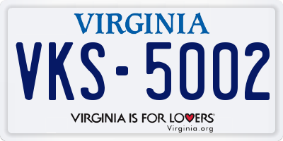 VA license plate VKS5002
