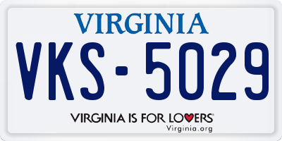 VA license plate VKS5029