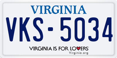 VA license plate VKS5034