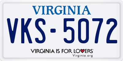 VA license plate VKS5072