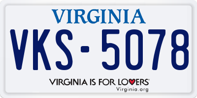 VA license plate VKS5078