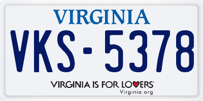 VA license plate VKS5378