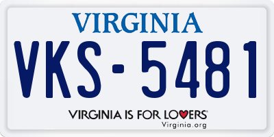 VA license plate VKS5481